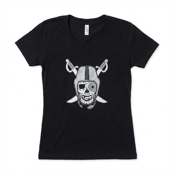 American Apparel Tops - Oaklandish Raiders Sugar Skull T-Shirt Medium Black American Apparel 50/50 Tee